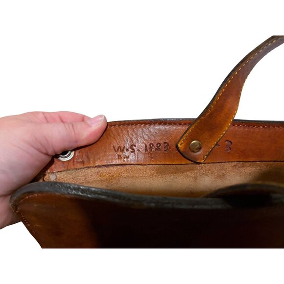 VTG Handmade Full Grain Leather Laptop Briefcase Western Rose Dual Compartments - Picture 8 of 11